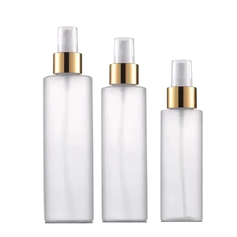 

30Pcs Frost Plastic PET Refillable Bottle Gold Pump 100ml 150ml 200ml Cosmetic Packaging Hand Sanitizer Spray Bottles