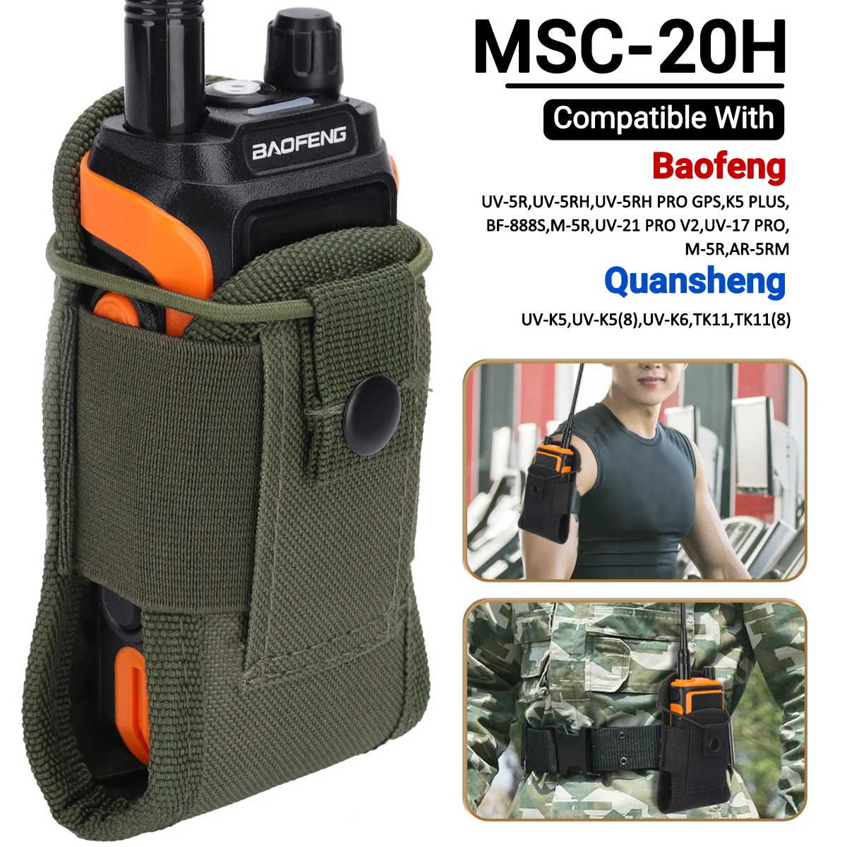 ABBREE MSC-20H اسلكية تخاطب حامل الأكياس راديو ل Baofeng UV-21 Pro BF-888S UV-5RH Quansheng UV-K5 TK11 هام اتجاهين راديو