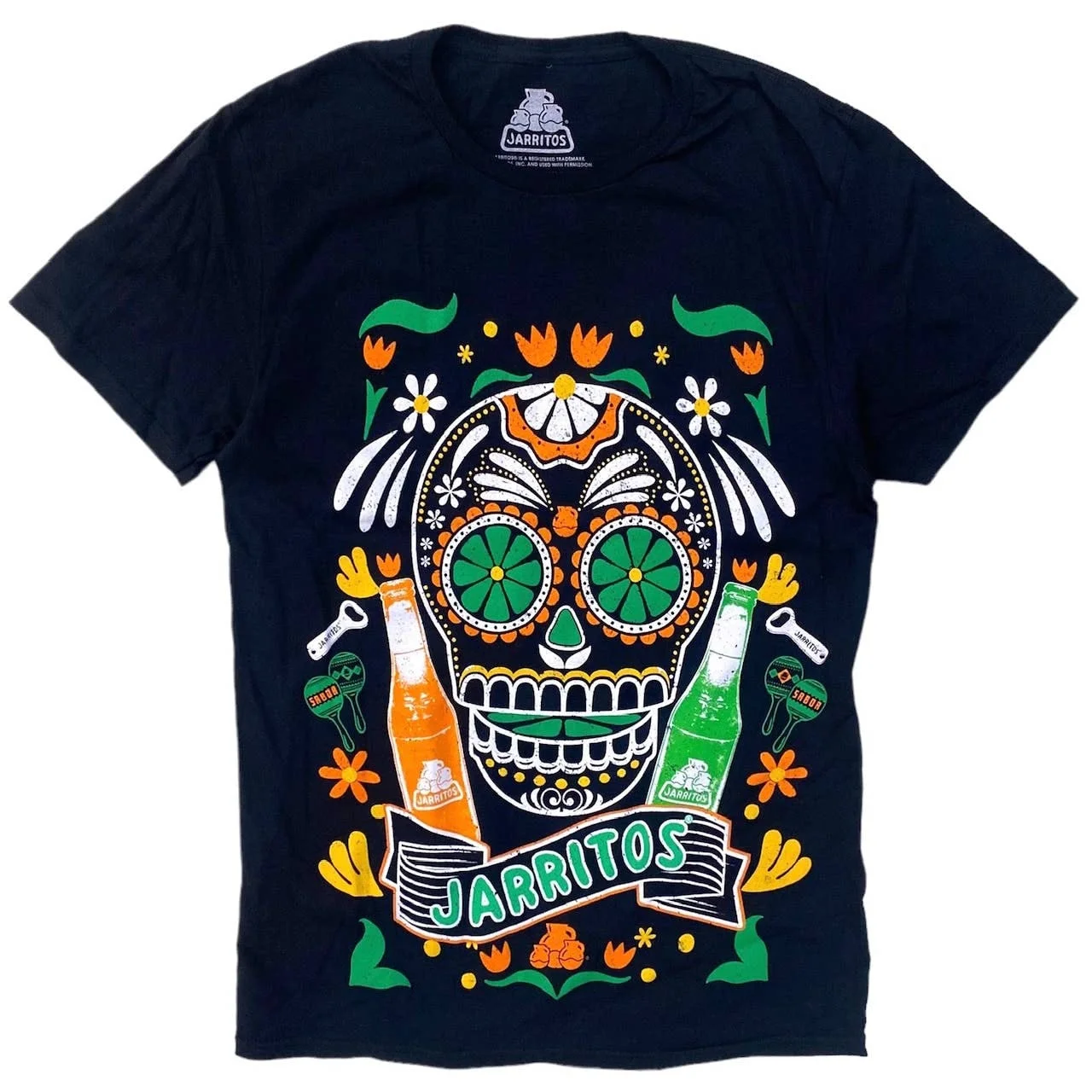 Jarritos Mexico Soft Drink Soda Men's Skull T-Shirt in Navy