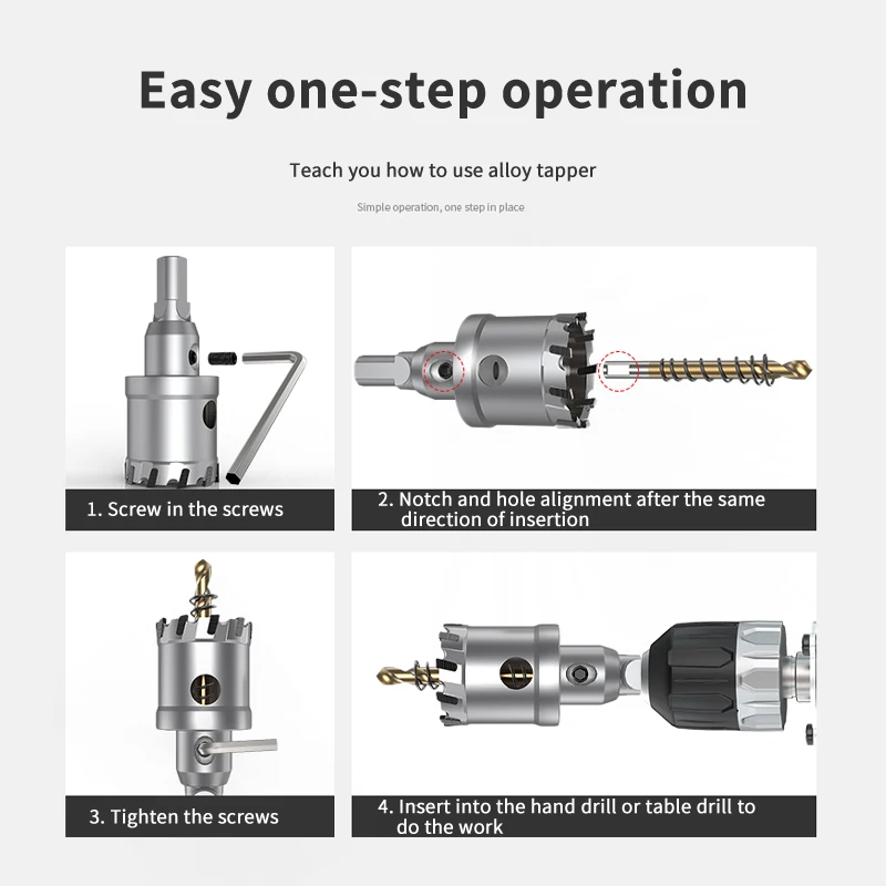 HUHAO 5A TCT Hole Saw Carbide Drill Bit For Metal Alloy Iron Stainless Steel Drilling 12mm-40mm Set Hole Saw Cutter Drilling