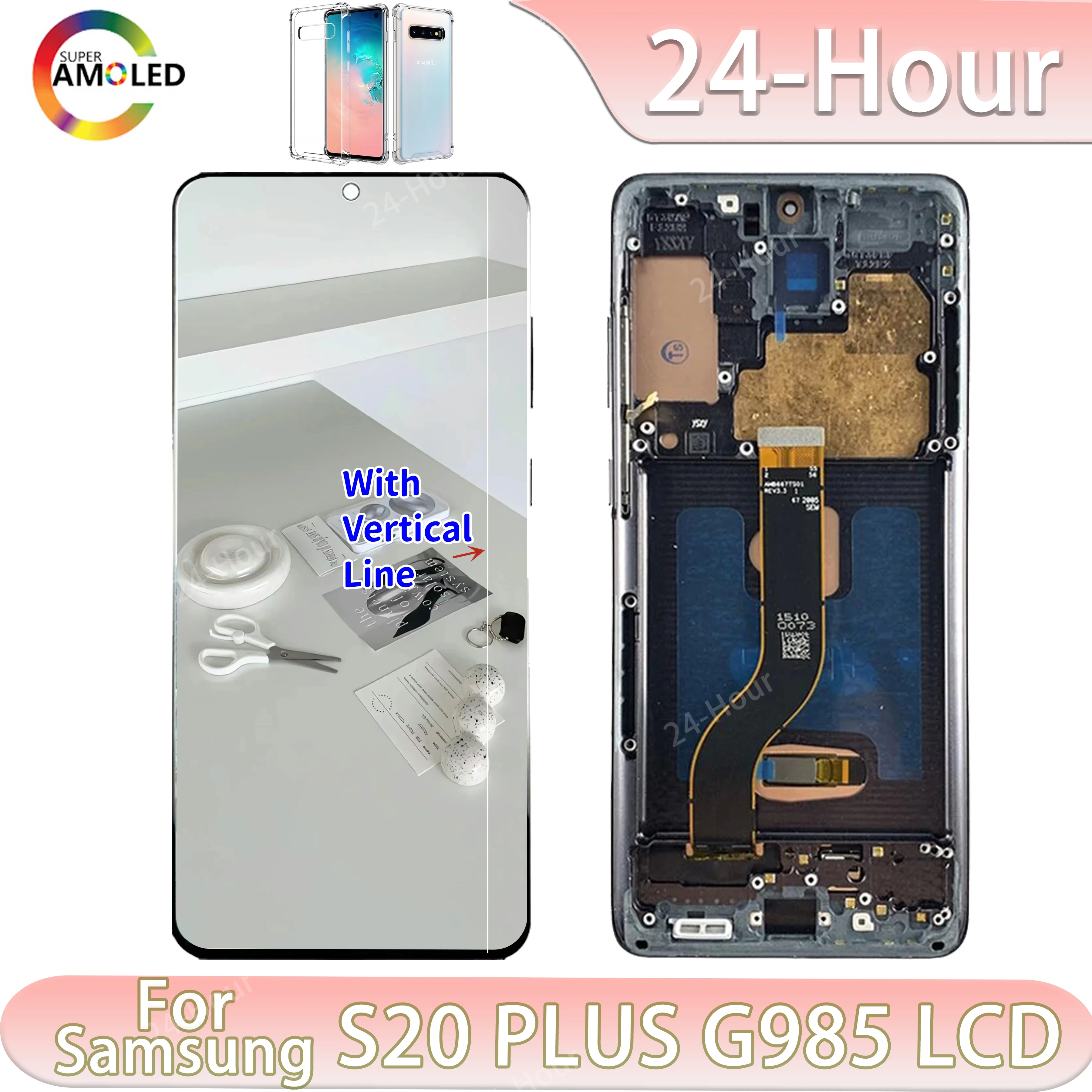 

FOR Screen S20+5G AMOLED For SAMSUNG Galaxy S20 Plus G985 G985F G986B LCD With Line Display Touch Screen Digitizer Assembly