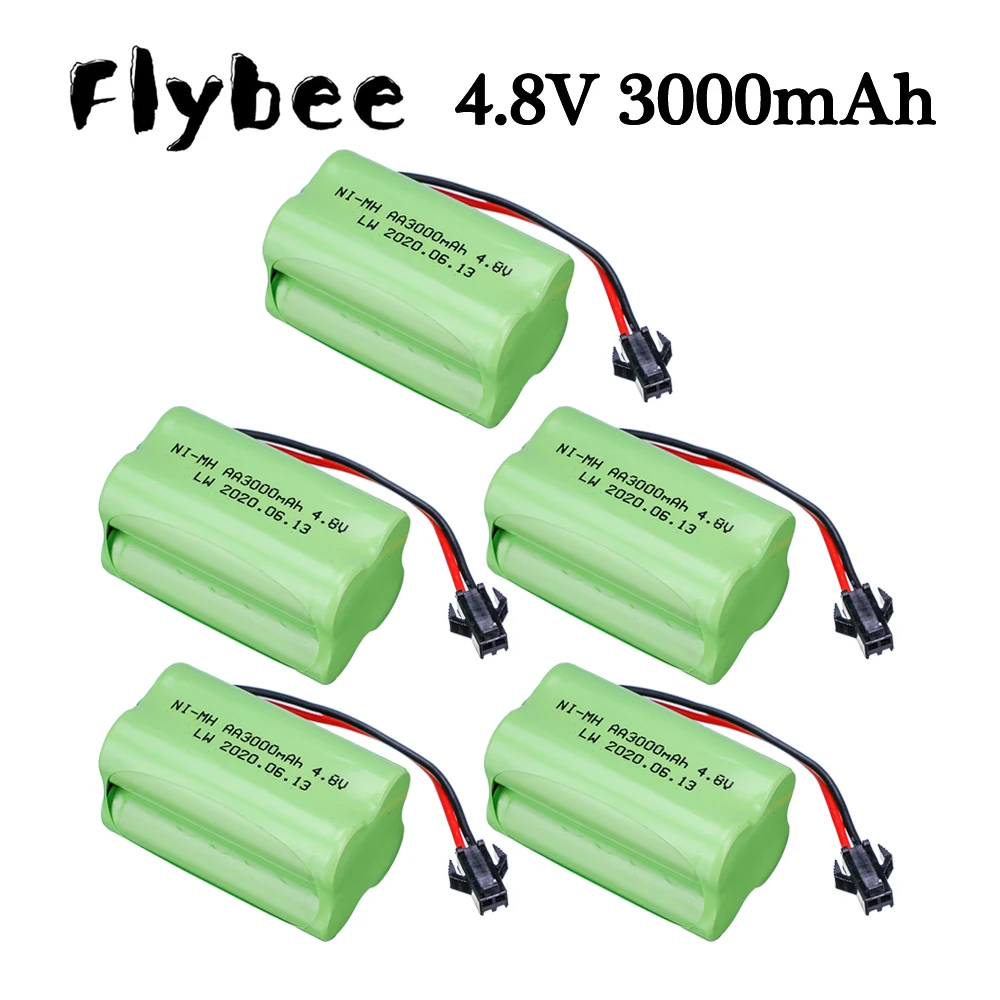 1 to 10pcs wholesale 4.8V 3000mAh NIMH Battery For Rc Toys Car Truck Tank Robot Boat spare Battery AA 4.8v Rechargeable Battery