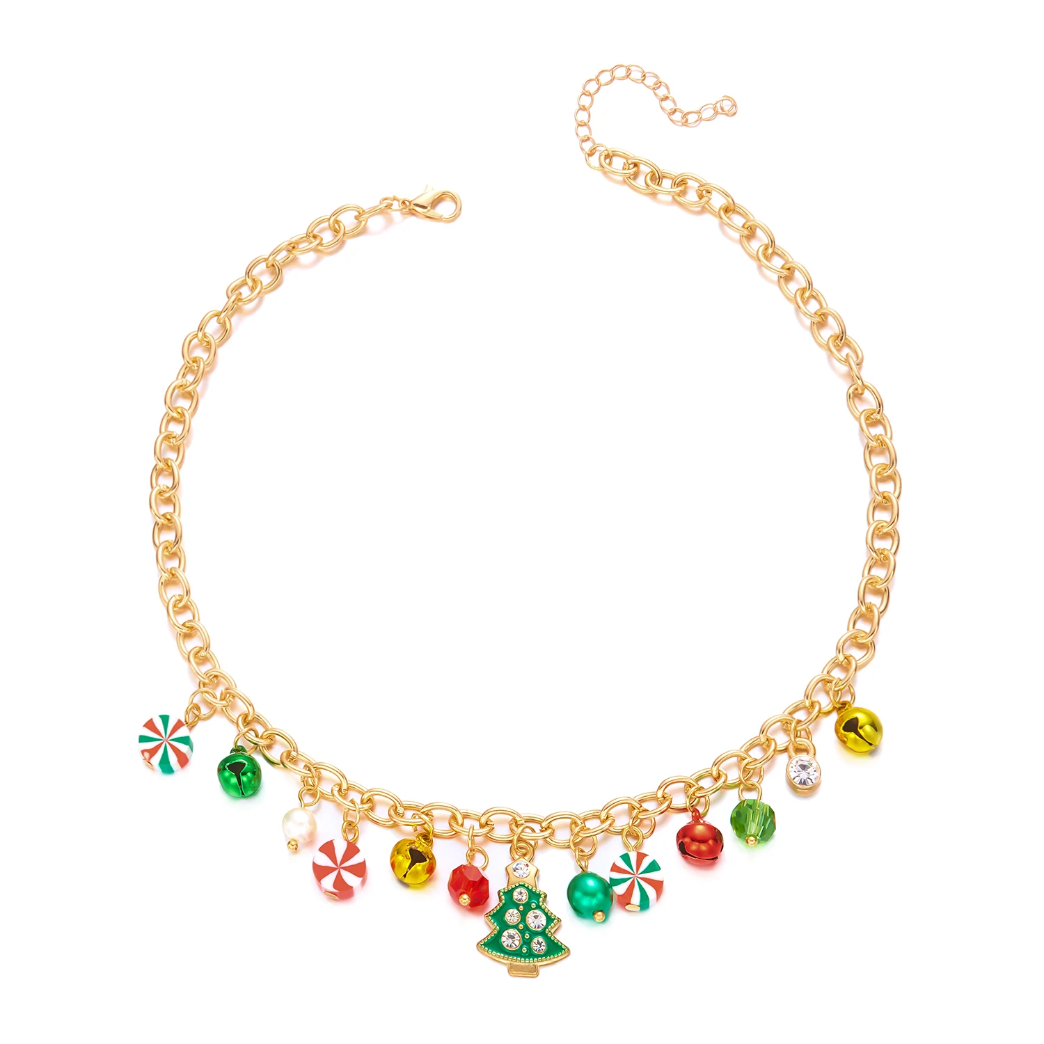 Kreative Weihnachtselemente Metallkette Armbänder für Frauen Männer Weihnachtsmann Baum Elch Schneemann Anhänger Halskette Festival Schmuck – Detail 13