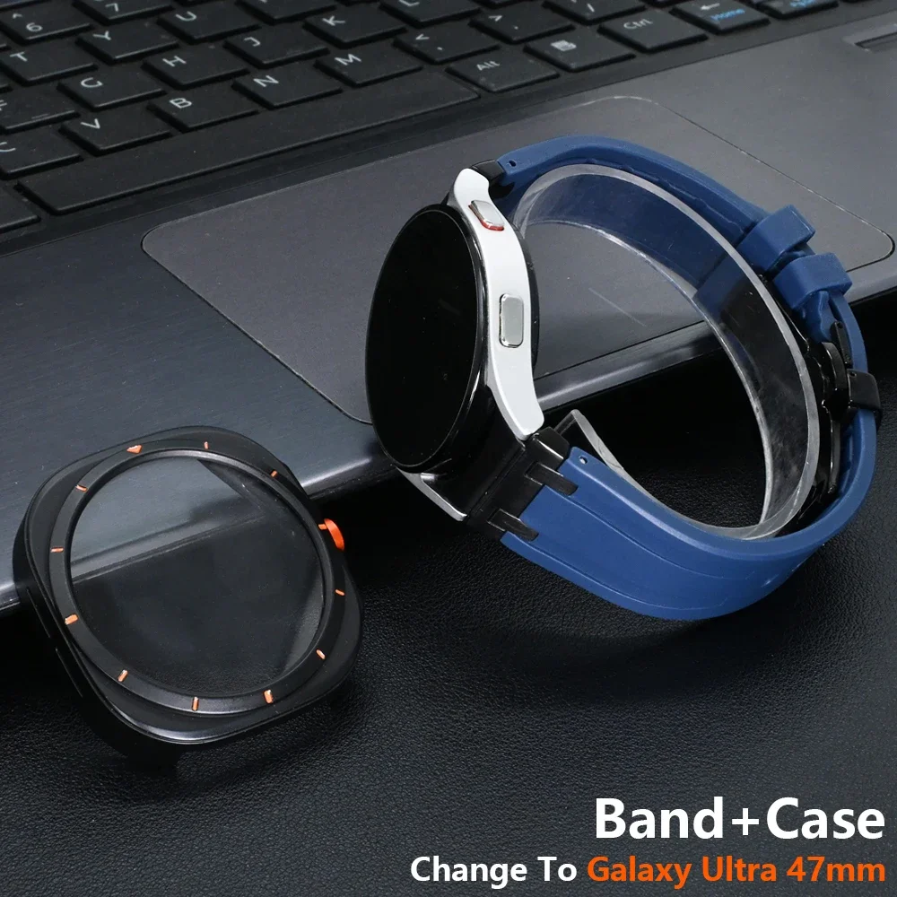 

Quick Fit Rubber Loop Strap for Samsung Galaxy 7 6 44mm 40mm Silicone Band+plastic Case for Galaxy Watch 6 7 40mm 44mm Bracelet