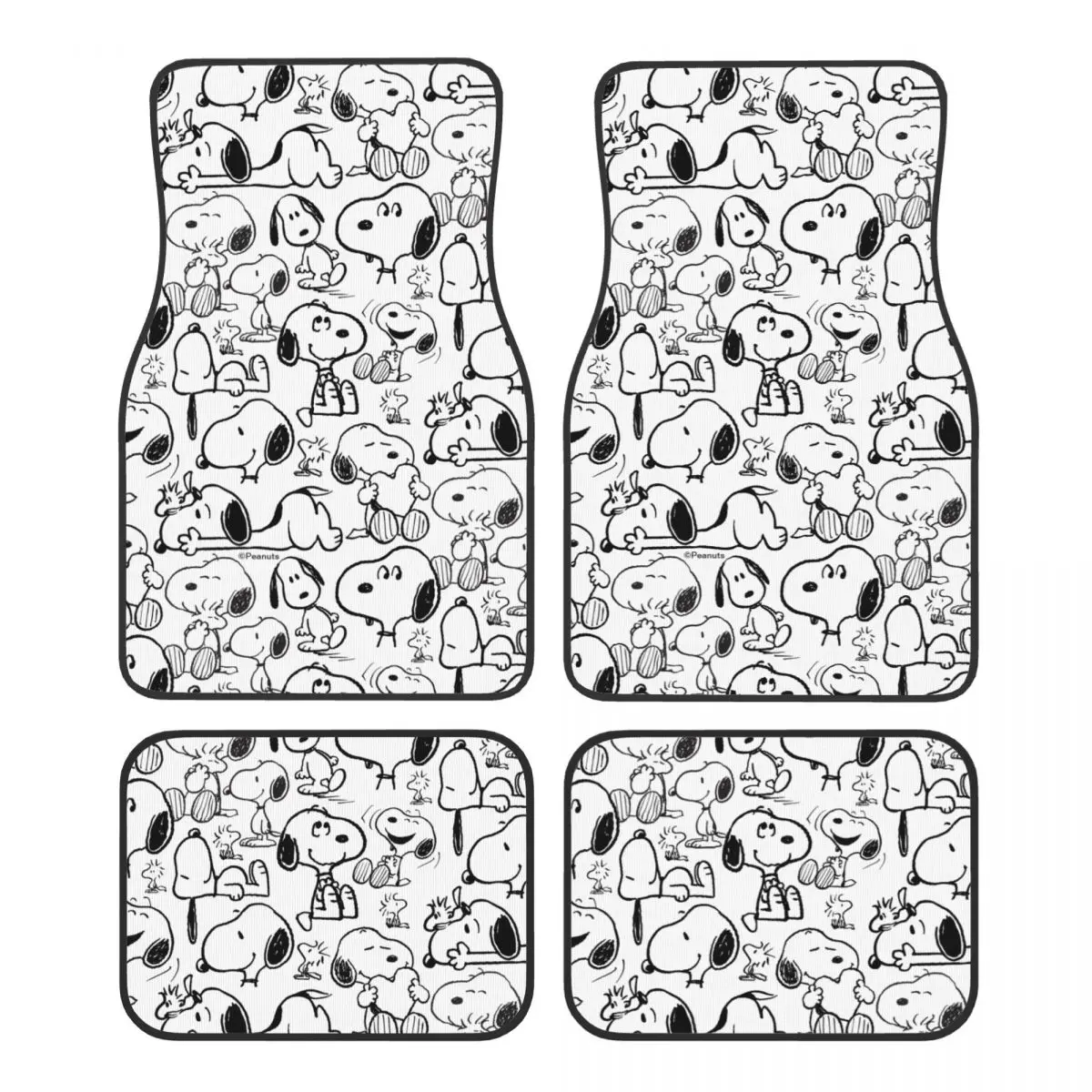 Snoopys Cartoon Dog Car Floor Mats Carpet Set of 4 Anti-Slip Universal Automotive Floor Mat Fit for Mid Trucks