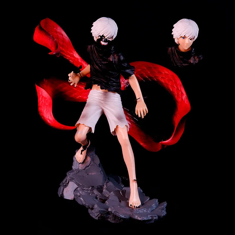 22cm Ghoul Anime Figure Model Centipede Mask Face Swappable Kaneki Ken Car Desktop Ornament Decoration Pvc Doll Toy For Kids Gif