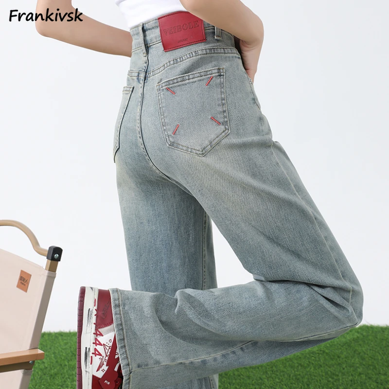 Women's Jeans Slim Denim Teenagers Creativity Spring Design American Style Daily Casual High Street Panelled Embroidery Chic Fit