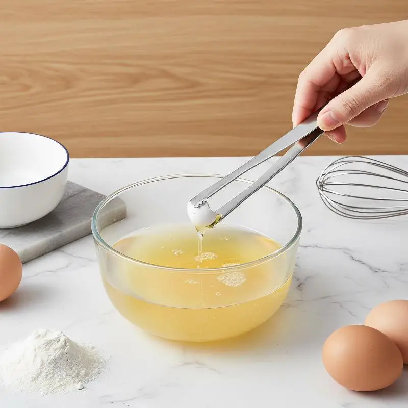 BPA Free Eggshell Fragment Remover Food Grade Stainless Steel Egg Tongs Egg Chalaza Remover for Daily Cooking Baking Use