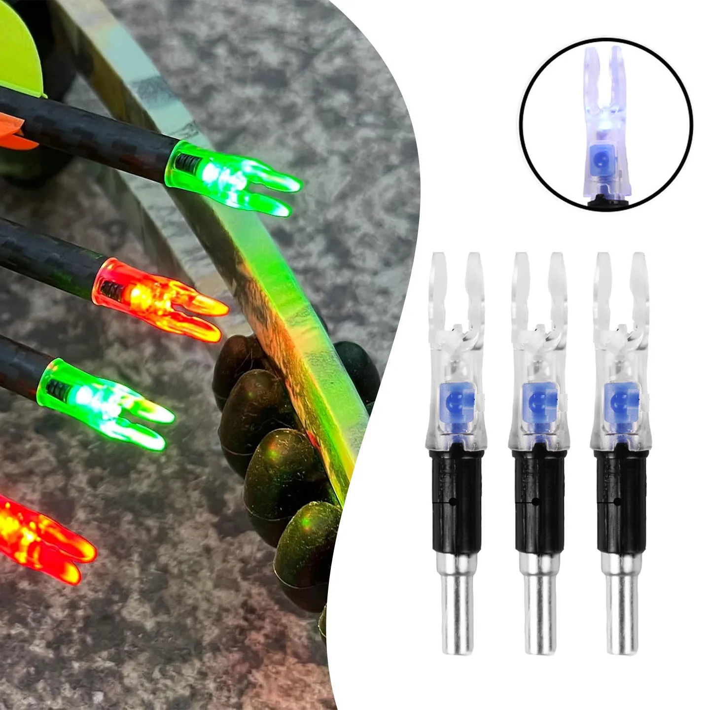 Светодиодные наконечники для стрел, 6 шт. G-образные наконечники с подсветкой для стрел. ID5