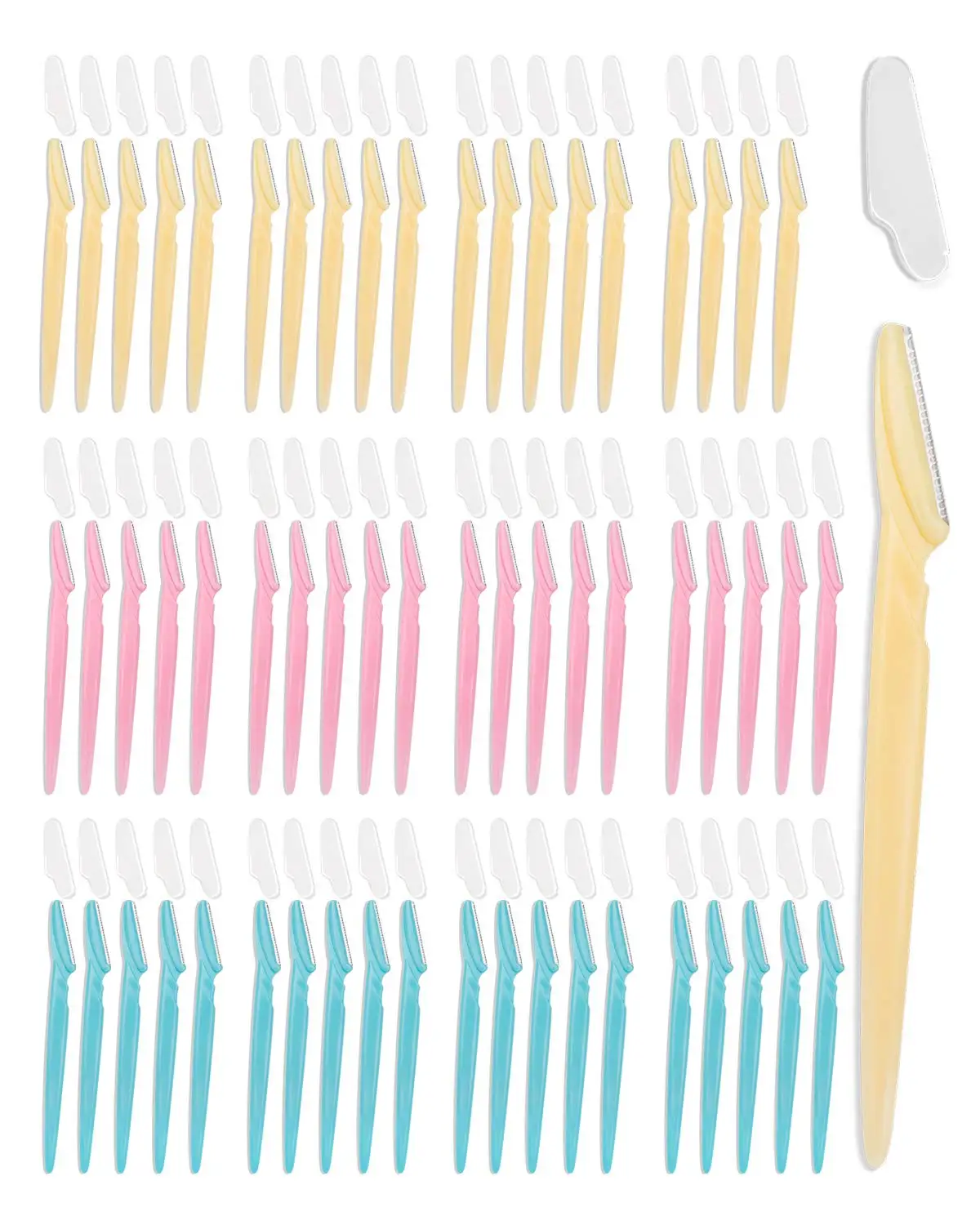 60-Piece Dermaplane Razor Set for Women & Men, Multi-Color Facial Hair Removal Tool