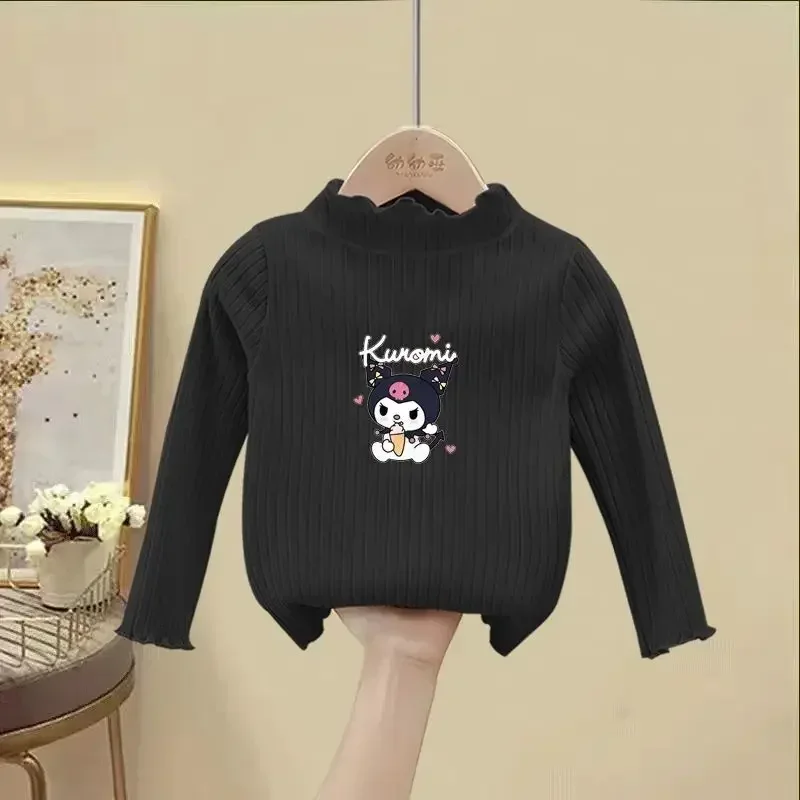 

Girly Heart Kuromi Anime Kawaii Base Shirt Cute Cartoon Autumn Sanrio Ins Kuromi Winter Long Sleeve Warm Hooded Gifts for Kids