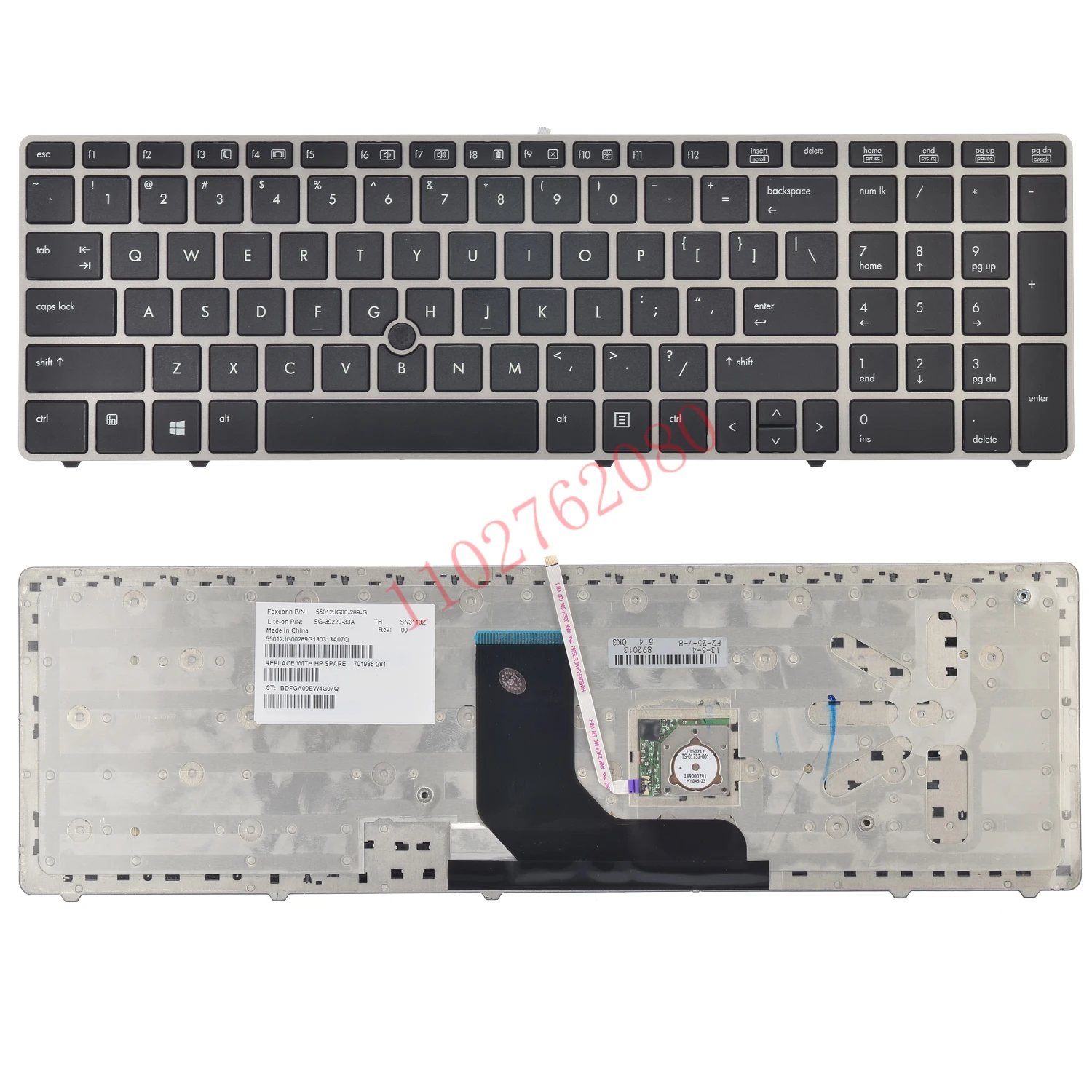 Сменная клавиатура для ноутбука HJ для HP Elitebook 8560P 8570P, Probook 6560B 6570B Series, серебристая черная рамка со указателем, американский Layou Сменная клавиатура для ноутбука HJ для HP Elitebook 8560P 8570P, Probook 6560B 6570B Series, серебристая черная рамка со указателем, американский Layou