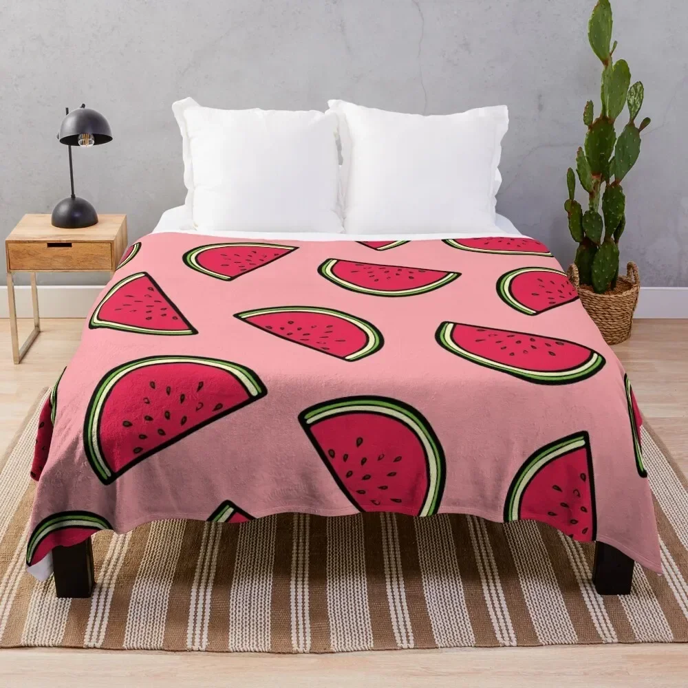 

Watermelon Pattern in Pink Throw Blanket bed plaid Flannel Fabric Blankets