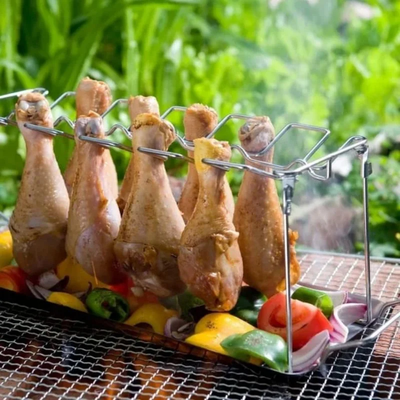 Roasted Chicken Rack Holder Stainless Steel Drumstick Oven Roaster Stand Bbq Beef Chicken Leg Wing Grill Rack