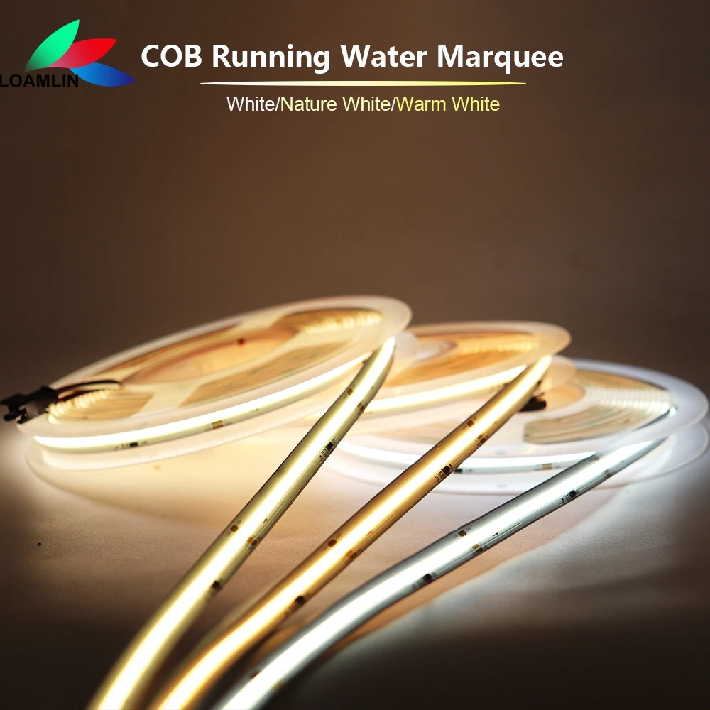 tira conduzida cob para agua corrente luz para corrida e corrida com refluxo marquise branco quente natural dc24v 420leds m 5m ws2811 01