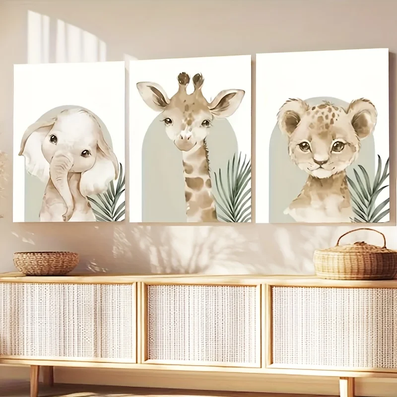 3 قطع، لوحة قماشية بدون إطار ثنائية الأبعاد، مجموعة ديكور غرفة المعيشة مكونة من ثلاث قطع، ديكور الغرفة 3 قطع من البوليستر بدون إطار، Mo #2