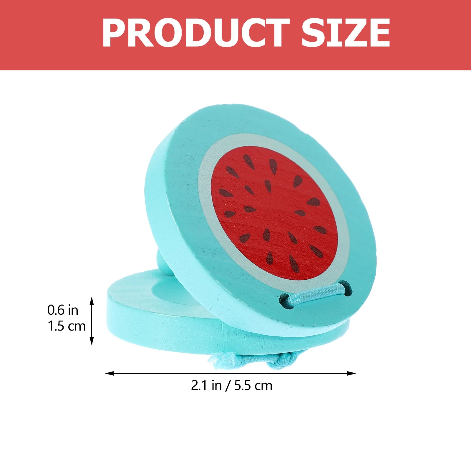 2 pçs crianças castanholas de madeira natural suave chocalhos de dedo com arte de frutas coloridas para desenvolvimento sensorial ideal para pequenos