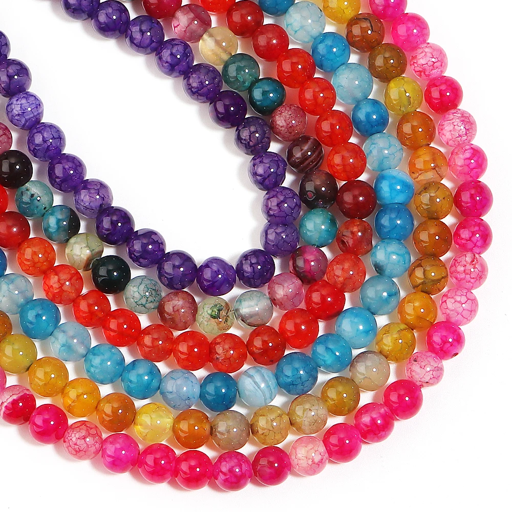 35-60 Stück/Lot 6 8 10mm Natursteinperlen Drachenadern-Achat Runde lose Abstandsperlen für Schmuckherstellung DIY Armband Halskette – Detail 6