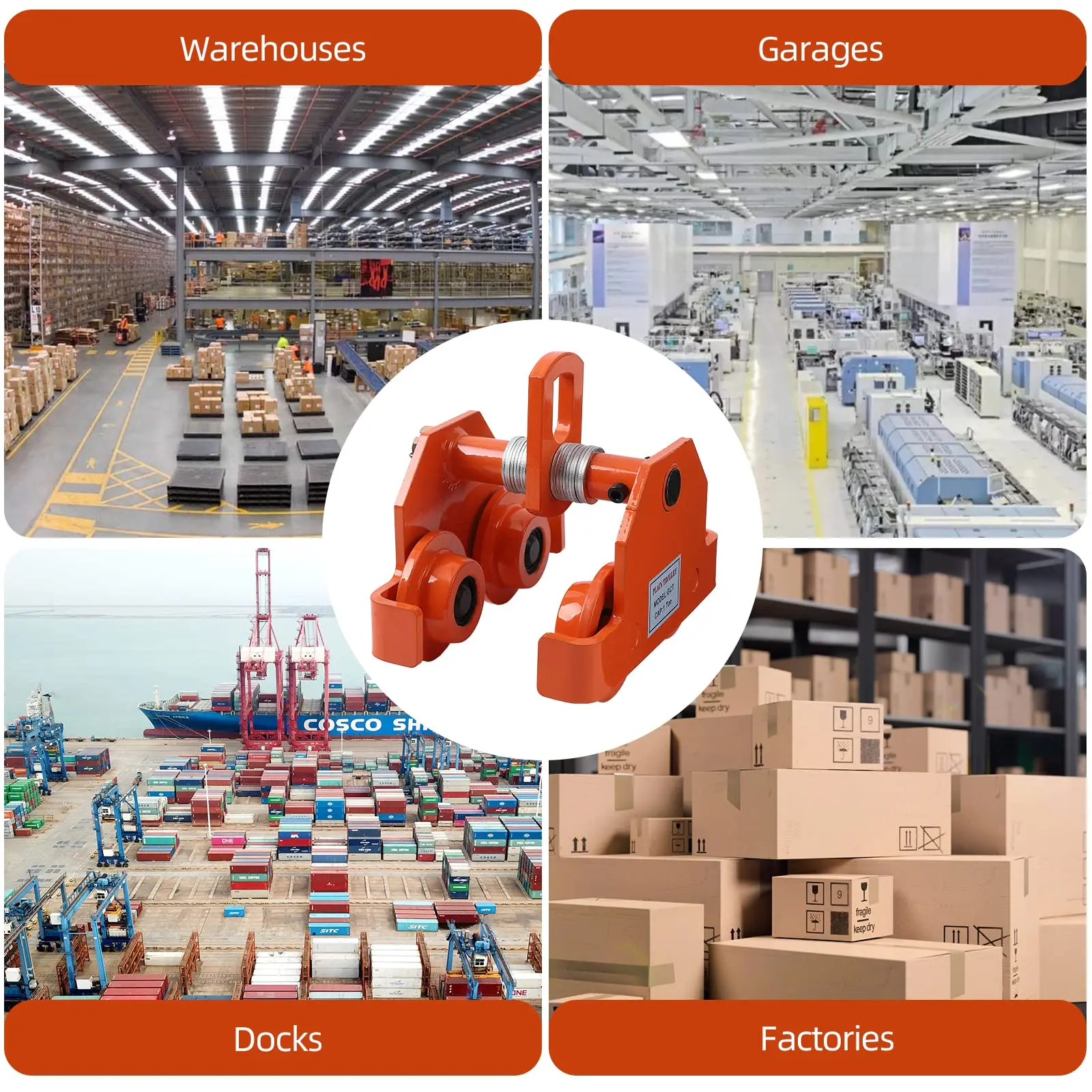 4400 LBS/2 Ton Dual Wheels Beam Trolley, 3.5-8 Inch Adjustable Width Beam Trolley, Push Manually Trolley Hoist with Dual Track R