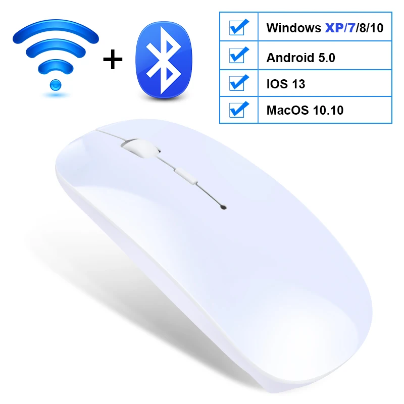 2.4G / Bluetooth Mouse Tablet Notebook Office Rechargeabl Bluetooth Mouse Double Mode Silent Thin Wireless Mouse