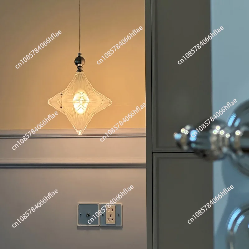 French Bauhaus Star Chandelier Entrance Bedroom Bedside Lamp Light Luxury Designer Corridor Restaurant Glass Small Chandelier