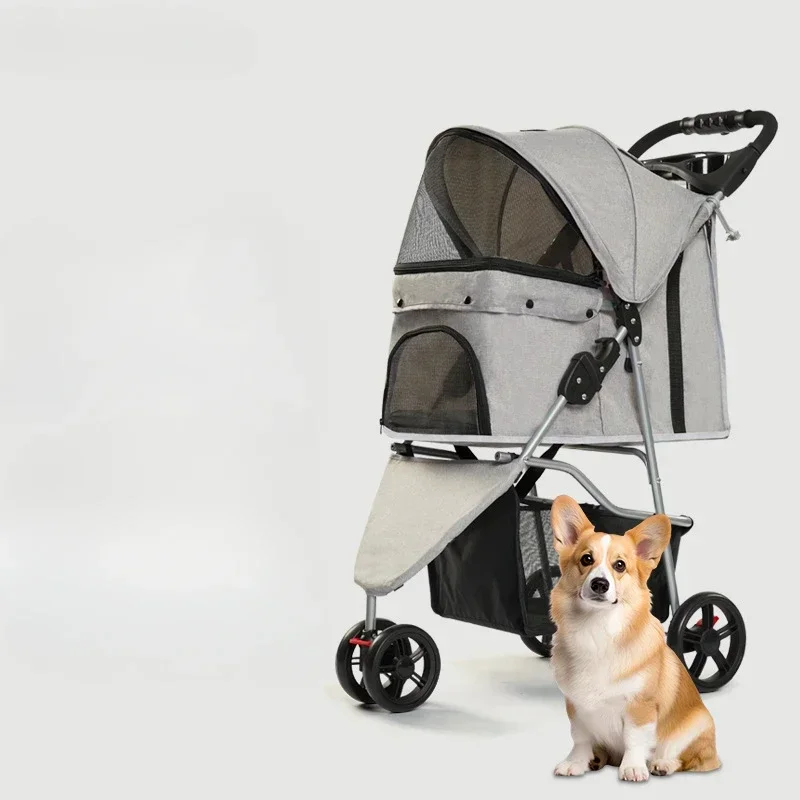 Outdoor Shopping Mall Pet Cart Large Space Dog Cart with Its Own Water Cup Holder Cat Cart