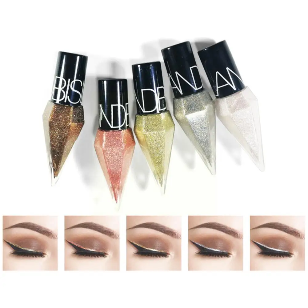 Eye Shadow Pearlescent Diamond Eye Shadow Liquid 5-color Sequins MakeUp Smooth Mini Fine Brush Eyeliner Shine And Head