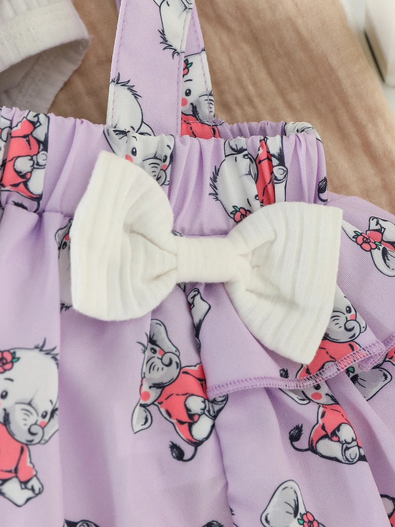 2pcs  Summer Sleeveless Baby Girl Elephant-Print Cute Sets for Everyday Wear