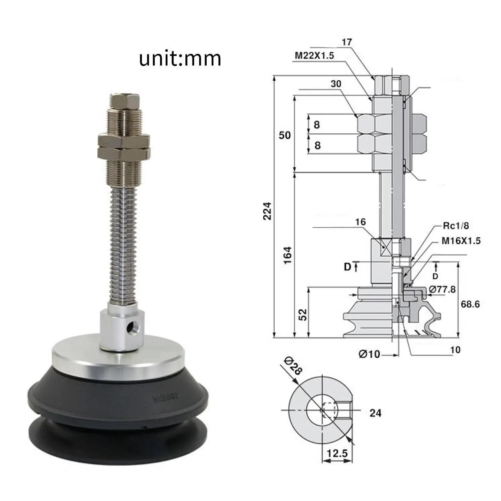 Mechanical Arm Vacuum Suction Cup Part Accessories Performance Heavy Duty Replace Automation Tool Double Layer Robot Gripper