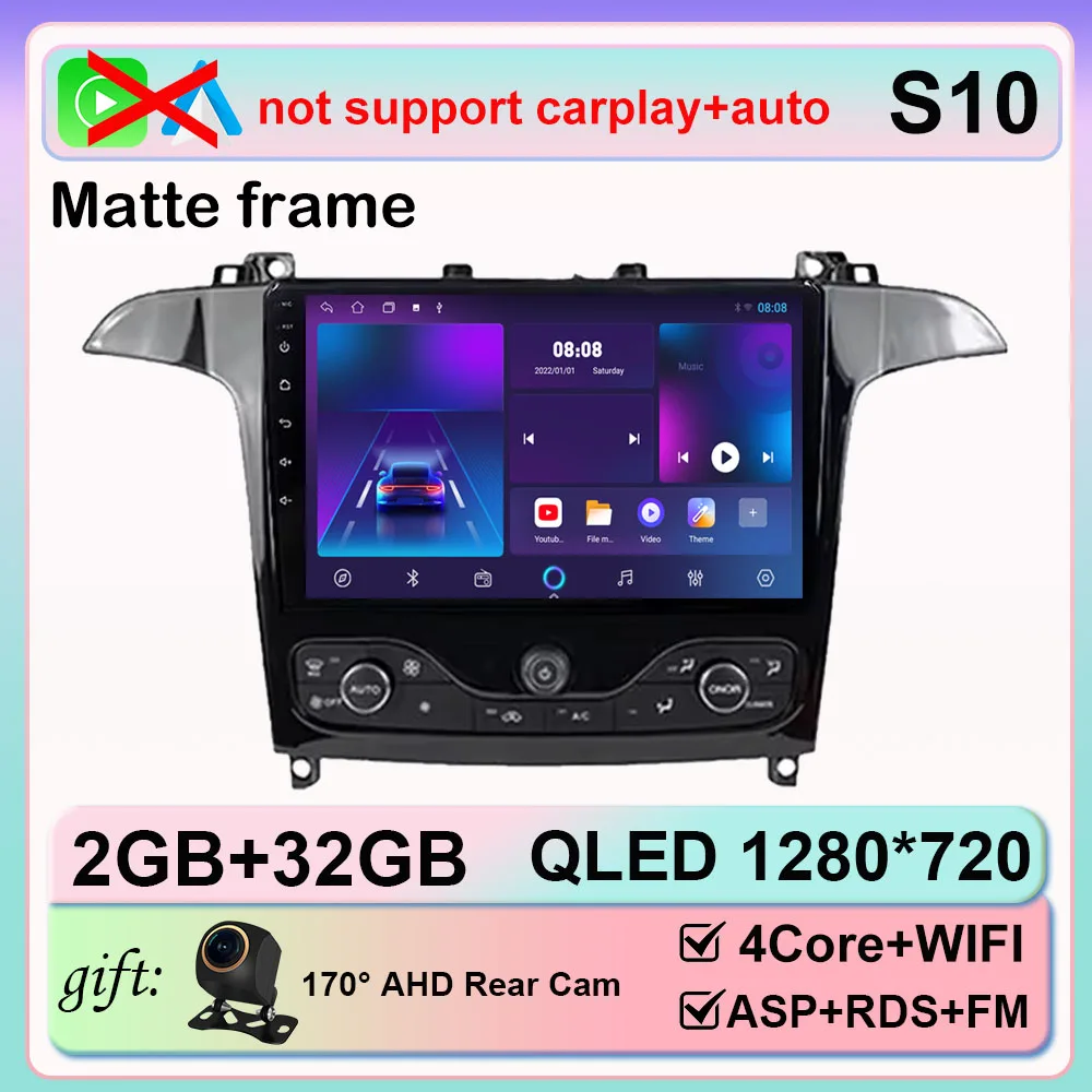 Android 16 Autoradio Voor Ford S Max S-MAX 2006-2015 Voor Ford Galaxy 2014 Carplay Multimedia Video speler navigatie GPS Geen 2din