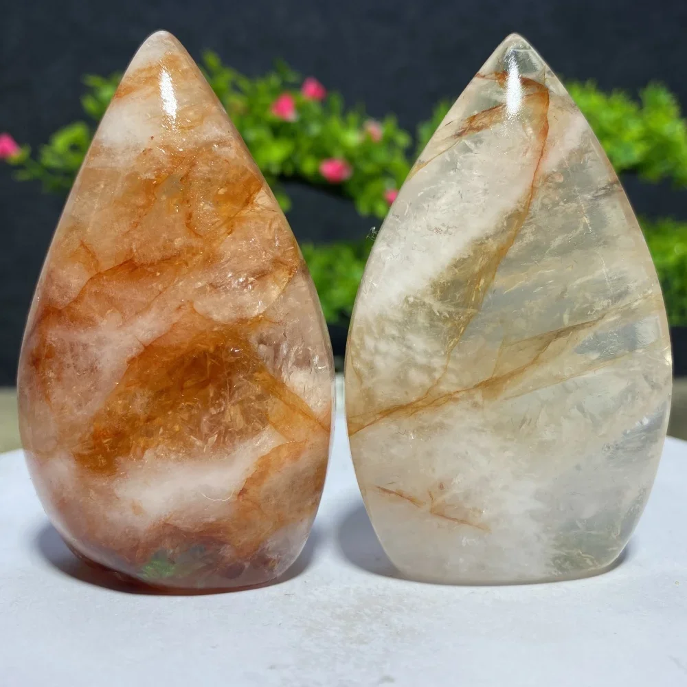 Natural Red Fire Quartz Crystal Flower Free Form Raw Gemstone Spiritual Healing Mineral Stone for Home Decoration