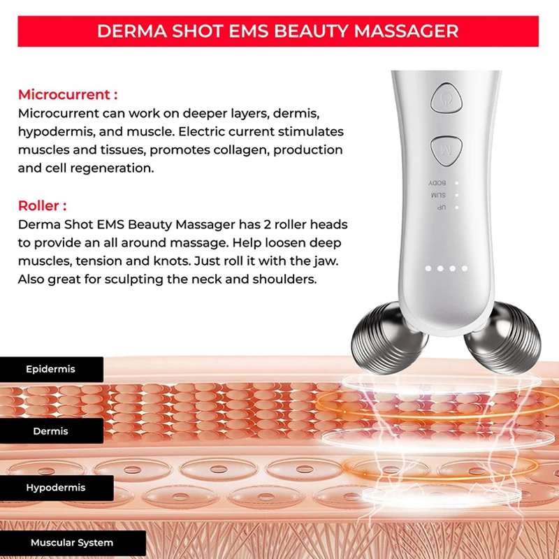Microcurrent Facial Massager Roller Anti Wrinkles EMS Face Lift Skin Tightening Machine Skin Firming Care Slimming Beauty Tools view 2