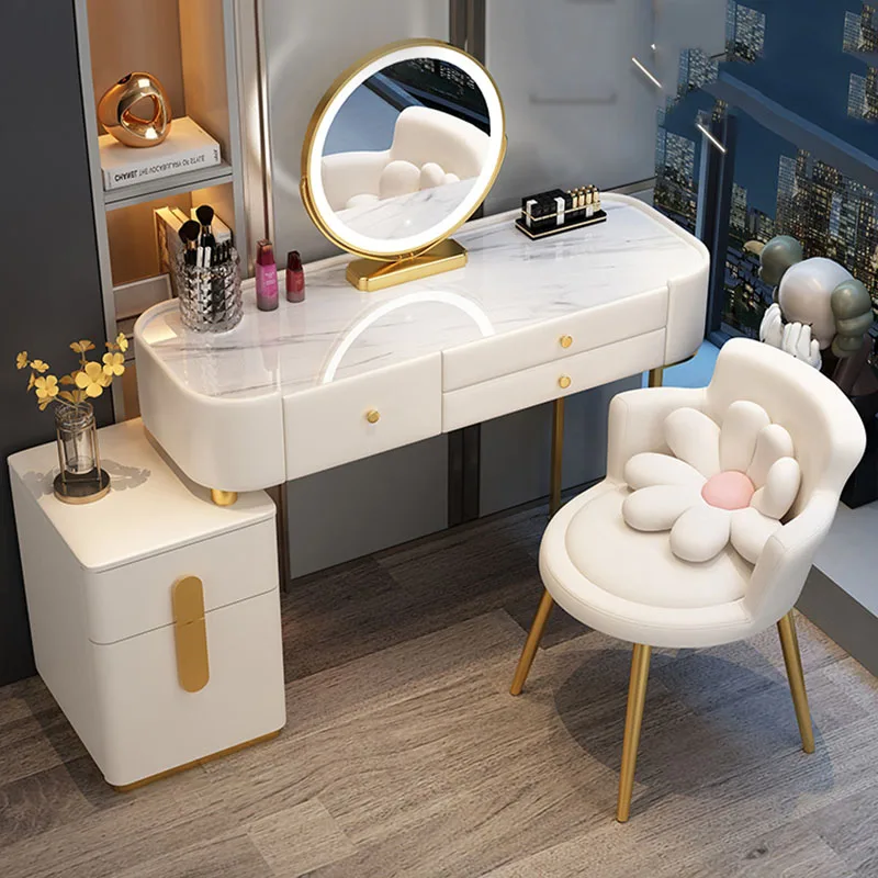 

Wooden Drawers Dressers Vanity Bedroom Chair Nightstand Women'S Dressing Table Makeup Mobile Mesita De Noche Modern Furniture