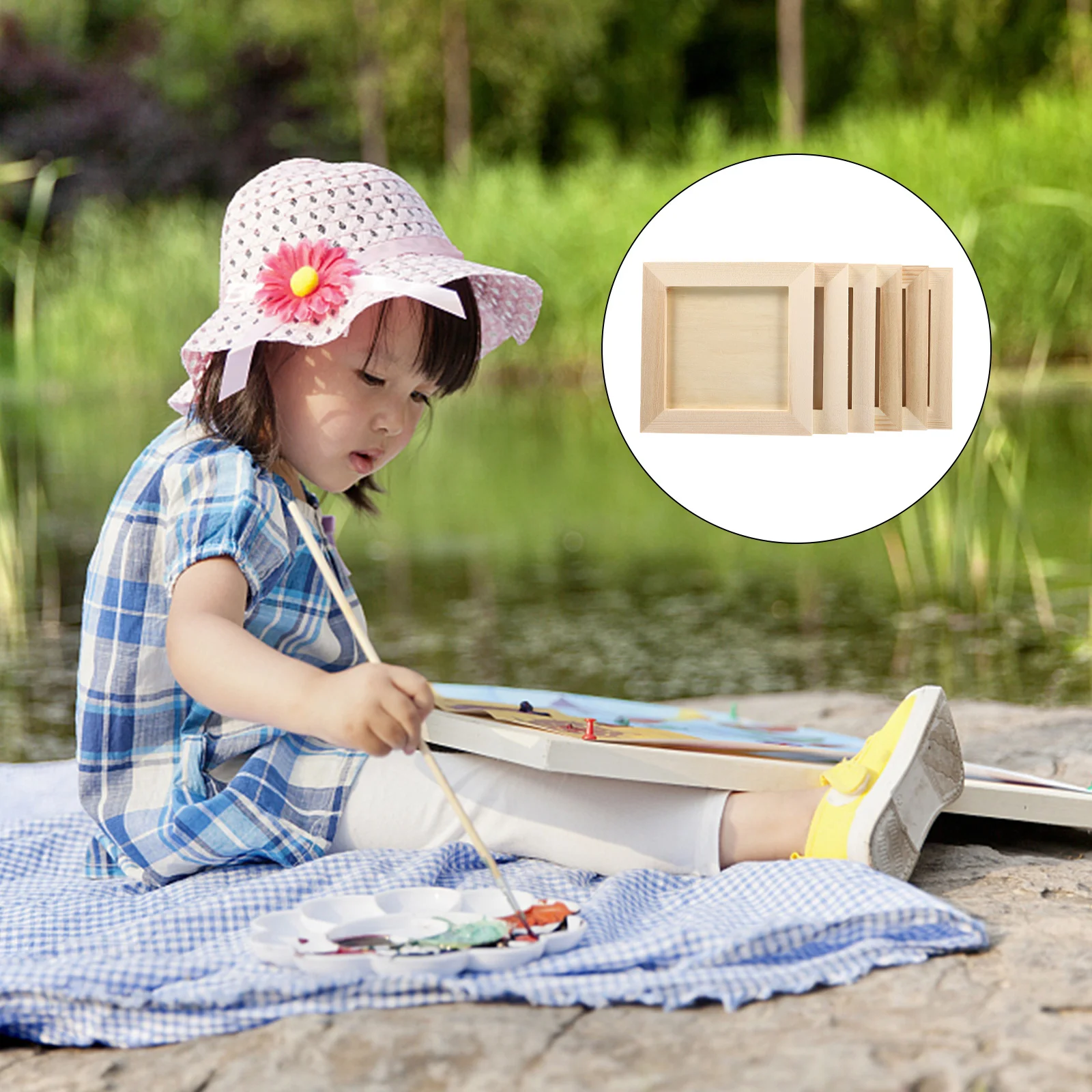 

6 Pcs Clay Picture Frame Canvas Stretcher Wood Kids Wooden Photo Holders Decorative DIY Frames Work