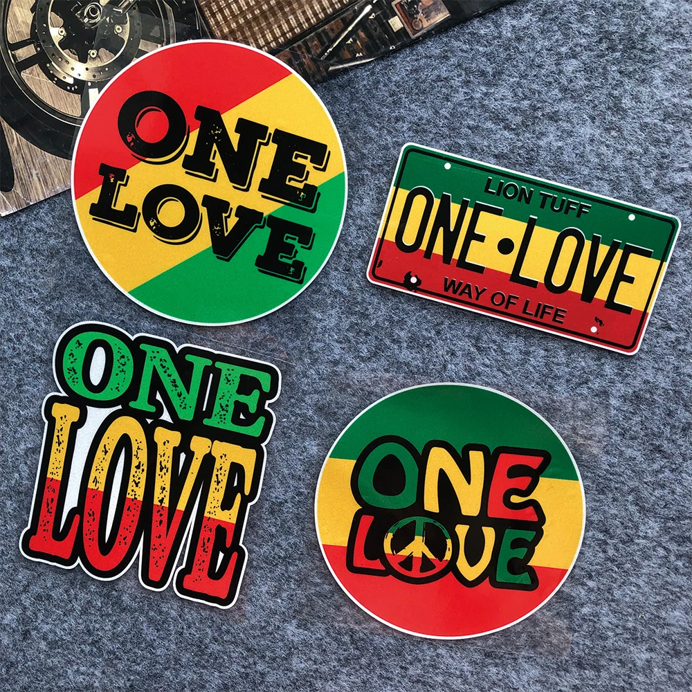 Vintage Rasta ONE LOVE Vinyl Reflective Car Stickers Decor Motorcycle Motor Bike Scooter Auto Body Windshield Deacl Accessories