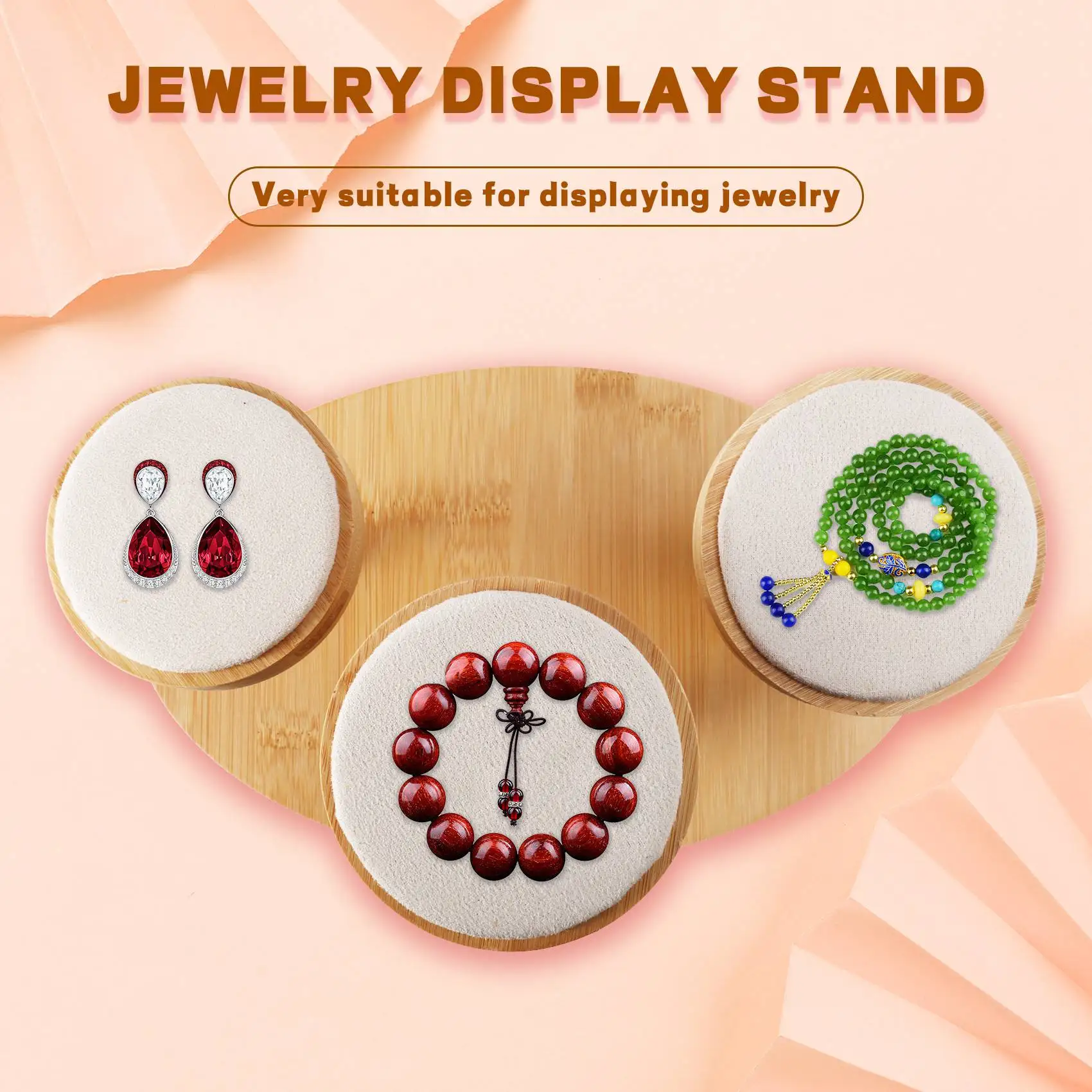 DIY Wood Display Watch/Bracelet Jewelry Display Stand Holder Women Bracelet Necklace Jewelry Display Stand Beige