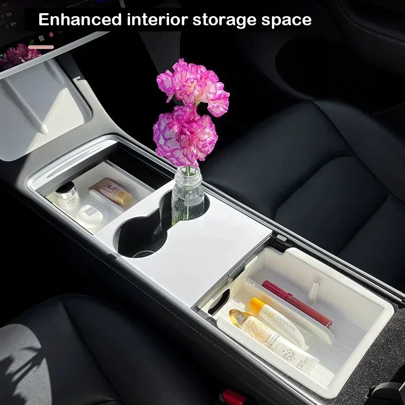 

For Tesla Model 3 Model Y Center Console Armrest Storage Box Plastic Protection Decorative Interior Accessories