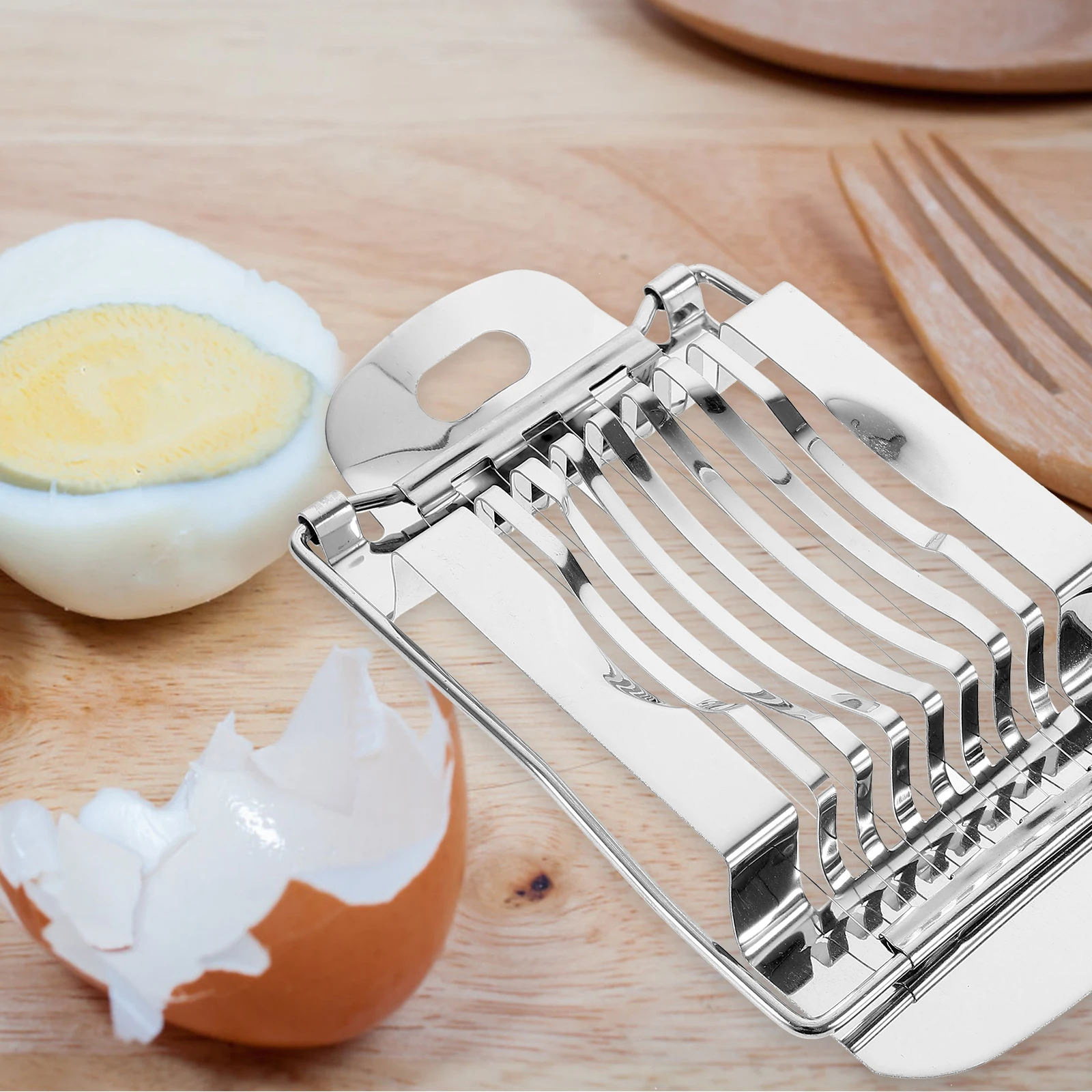 

Stainless Steel Egg Slicer Portable Lightweight Design Not Easy to Wear and Tear Nice Helper for Kitchen Cooking