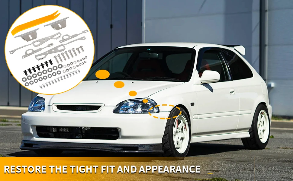 Für Honda Civic 96-00 EK Schrägheck Coupe mit Hardware Luke vorne und hinten Stoßstange hebt Autozubehör – Detail 3
