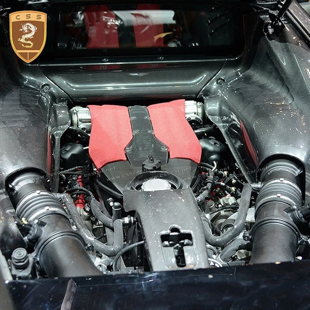 4Pcs Car Front Engine Compartment Panel Fuel Tank Cover Trims For Ferrari F8 488GTB OEM Engine Bay Panel Interior Accessories