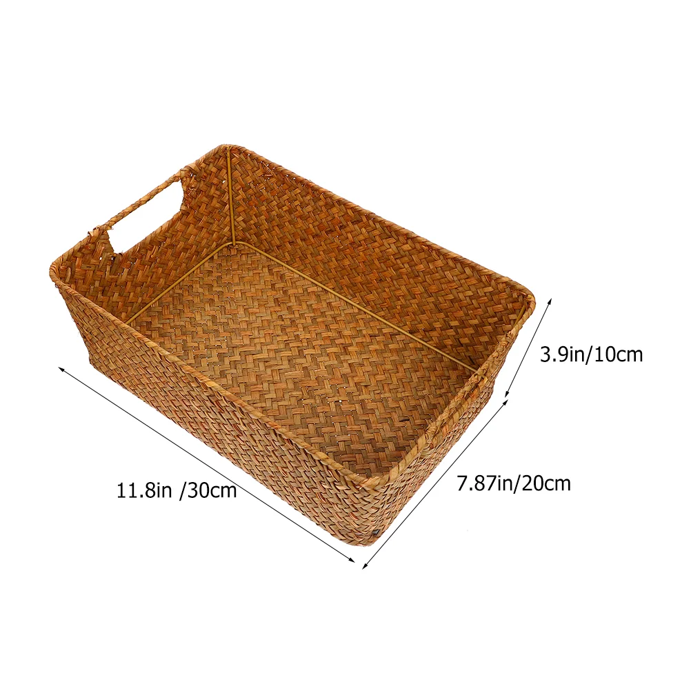 Straw Bread Basket Wicker Material Toiletries Storage Desktop Snack Container Shelf Large Capacity Baskets for Organizing Fruit