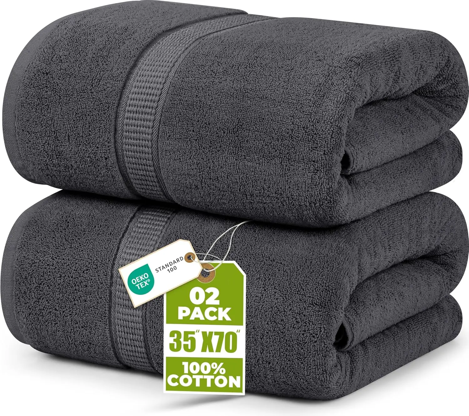 

Towels Jumbo Bath Sheet 2 Piece, 600 GSM, 35 by 70 Inches, 100% Ring Spun Cotton, Absorbent and Quick Dry Extra Large Bath Towel, Grey