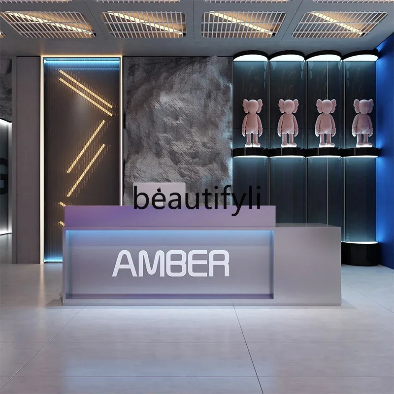 

Clothing store Industrial style Bar counter Stainless steel checkout page Light luxury beauty salon Reception desk9344