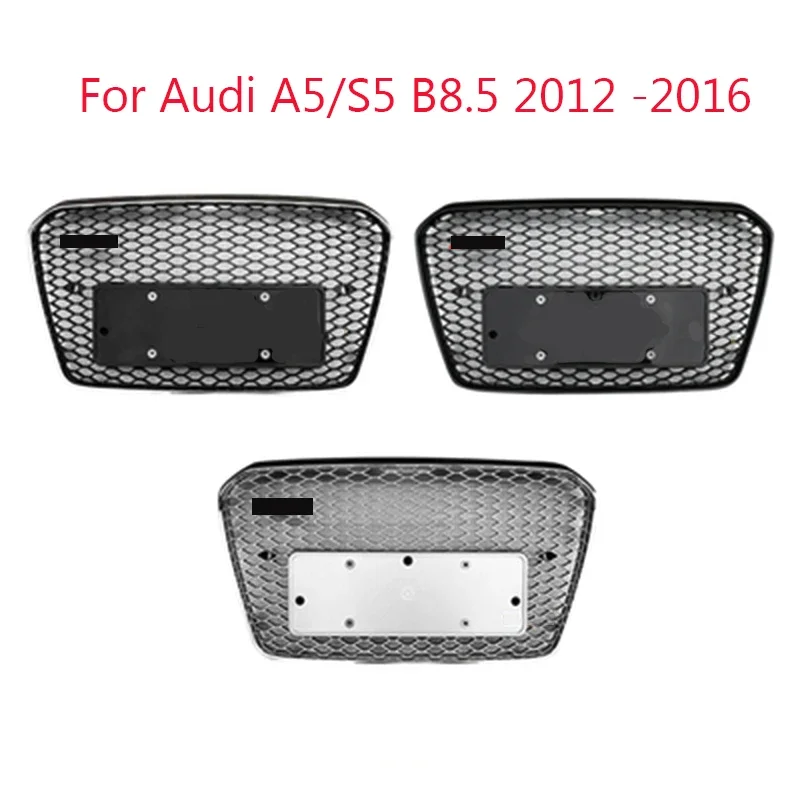 

For RS5 Style Front Sport Hex Mesh Honeycomb Hood Grill Black Grill for Audi A5/S5 B8.5 2012 2013 2014 2015 2016 No Emblem