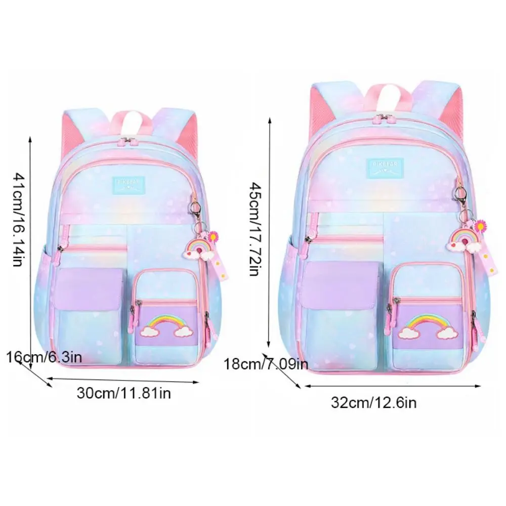 Casual Rainbow Children Backpack Side-Open Multiple Pockets Shoulders Bag Commute Korean Style Student School Bag Travel