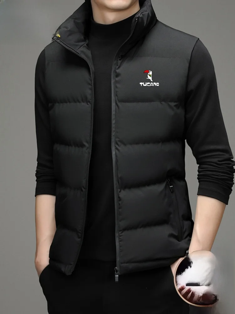

TUCANO New Men's down Cotton Vest Lightweight Warmth Svel Fce Thiened Autumn Winter Outerwear Faionable Nylon