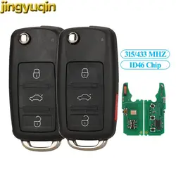 Jingyuqin 3/4 przycisk klucz samochodowy Alarm pilot zdalnego sterowania 315/433MHZ ID46 PCF7946 dla VW Jetta MK6 Polo Passat B5 Tiguan Golf Touareg Phaeton