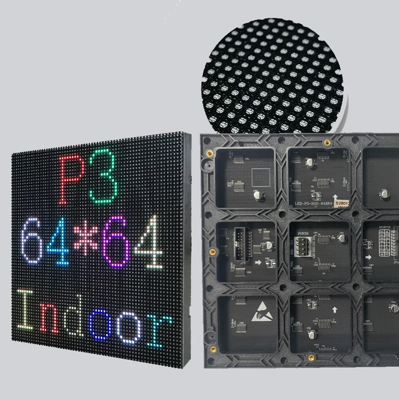 Imagem -03 - Indoor Led Full Color Module Pixel Display p3 192x192 Smd2121 Luzes 64x64 Pixel Painel Matriz Rgb Tela de Vídeo Atualização 1920 32s