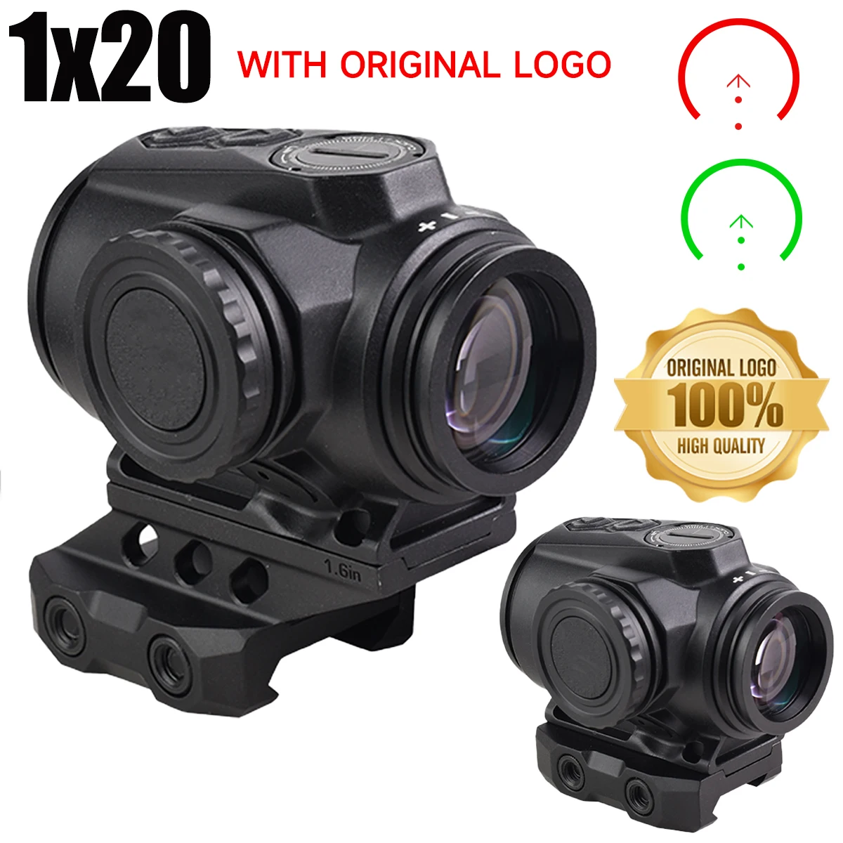 

Hunting 1x20 PRISM BRC/6 MOA Dot Red Green Circle Prism Scope Distortion-Free Glass-Etched Reticle Collimator with Shake Awake