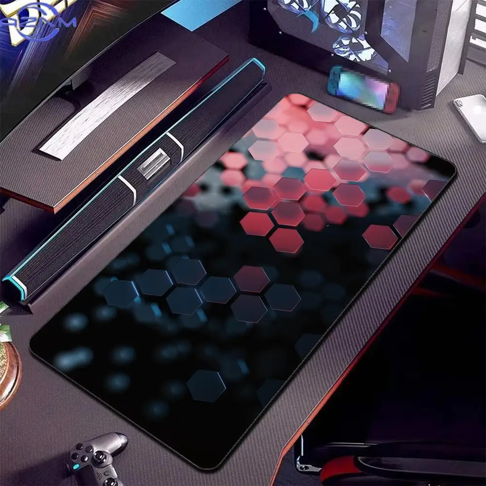 New Hexagon Geometric XXL Mouse Pad Precision Lock Edge Gaming Keyboard Mat Desk Pad Gamer Office Computer Accessories